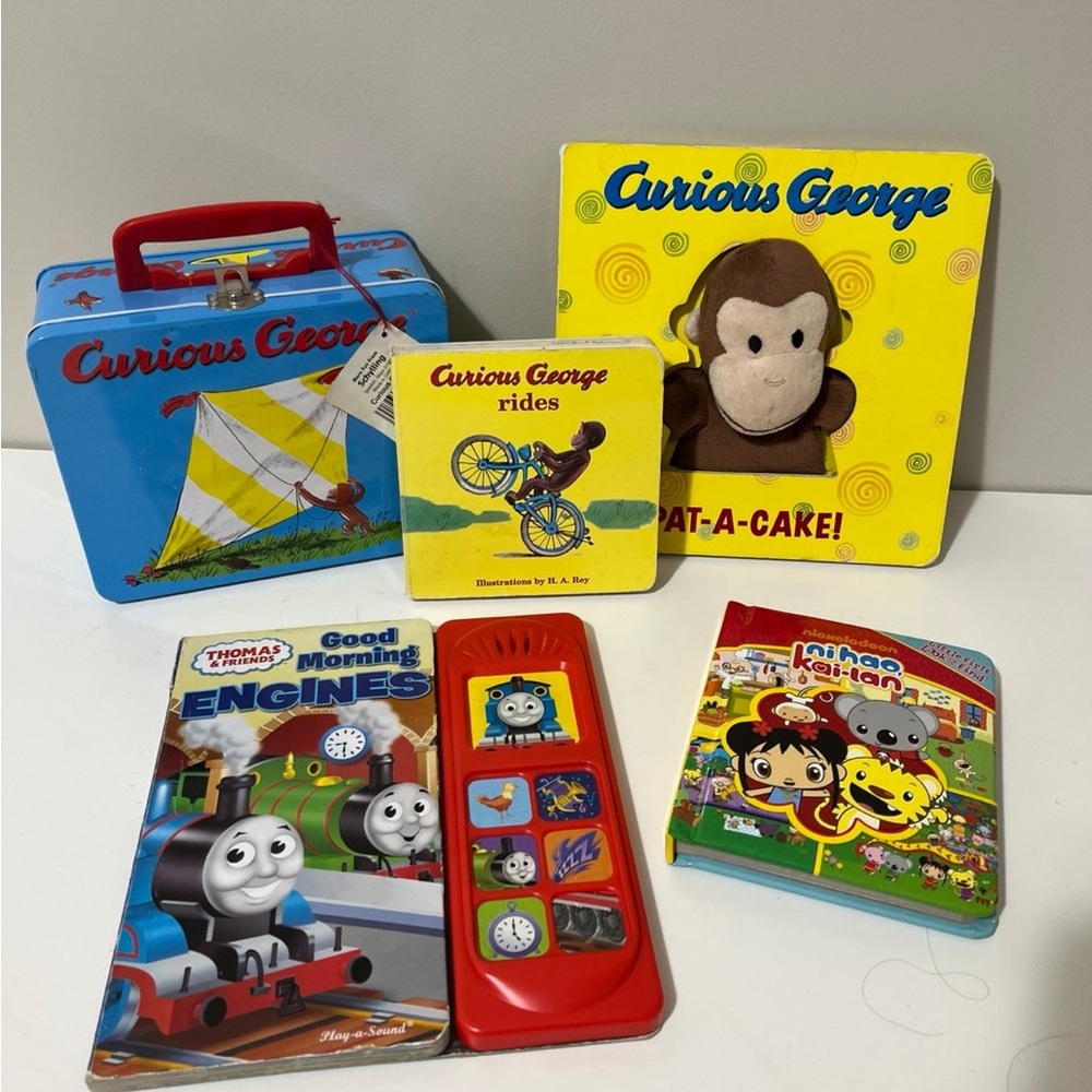 Vintage Curious George Box, Curious George, Thomas the Train, & Kai-Lan Books